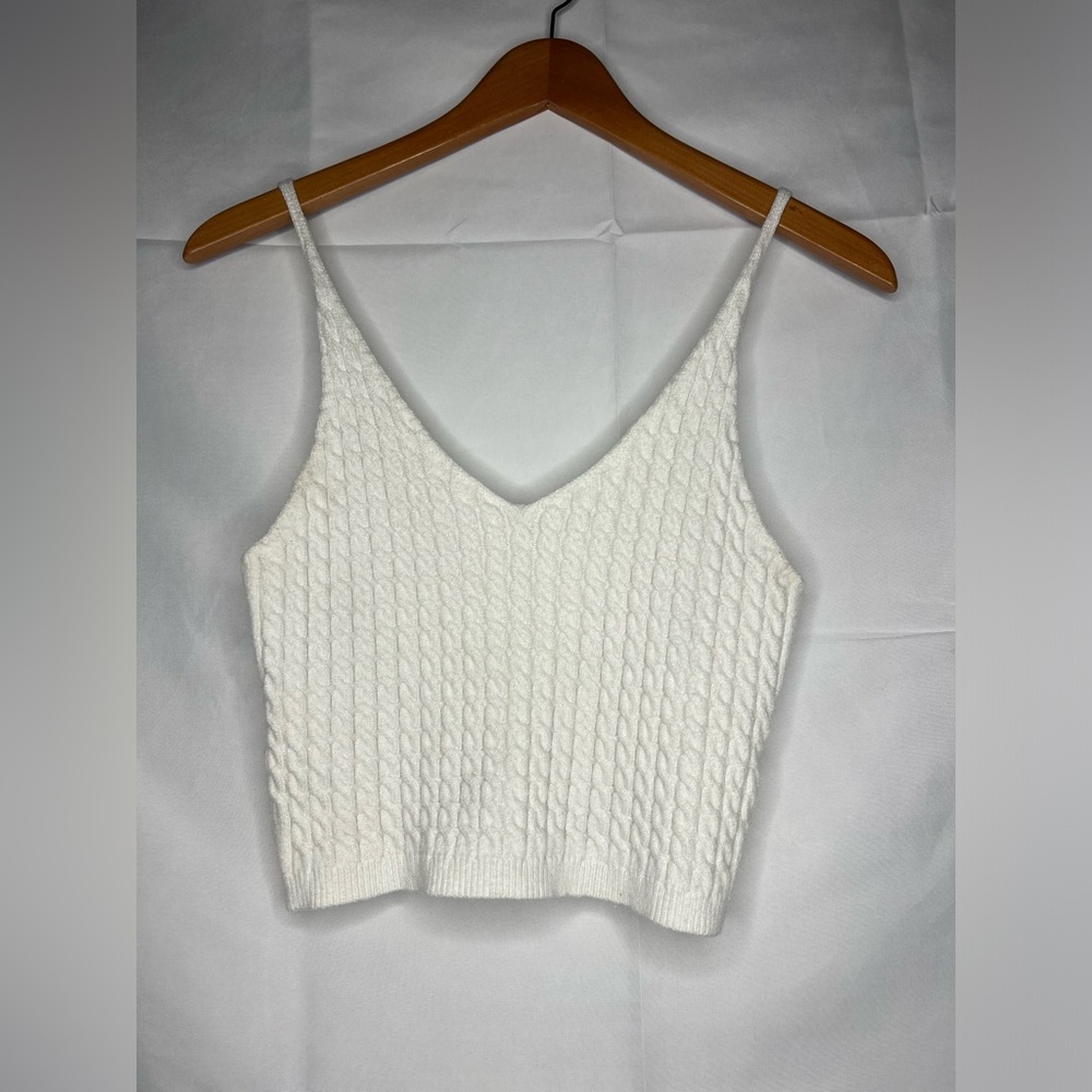 White Cable Knit crop tank